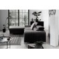 Canapé d'angle convertible en tissu velours Luxe noir, 5 places, angle gauche (vu de face) - GRECE VELOURS