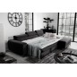 Canapé d'angle convertible en tissu velours Luxe noir, 5 places, angle droit (vu de face) - GRECE VELOURS