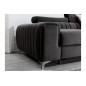 Canapé d'angle convertible en tissu velours Luxe noir, 5 places, angle droit (vu de face) - GRECE VELOURS