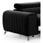 Canapé d'angle convertible en tissu velours Luxe noir, 5 places, angle droit (vu de face) - GRECE VELOURS
