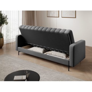 Canapé 3 places convertible velours luxe gris foncé