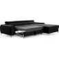 Canapé d'angle convertible en tissu velours Luxe noir, 5 places, angle droit (vu de face) - GRECE VELOURS