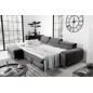 Canapé d'angle convertible en tissu velours Luxe gris, 5 places, angle gauche (vu de face) - GRECE VELOURS