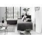 Canapé d'angle convertible en tissu velours Luxe gris, 5 places, angle gauche (vu de face) - GRECE VELOURS