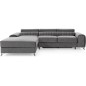 Canapé d'angle convertible en tissu velours Luxe gris, 5 places, angle gauche (vu de face) - GRECE VELOURS