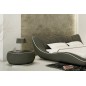Lit en cuir italien de luxe LUXEN, gris foncé, 140x190