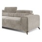 Canapé d'angle convertible en tissu velours Luxe beige, 5 places, angle gauche (vu de face) - GRECE VELOURS