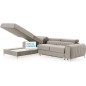Canapé d'angle convertible en tissu velours Luxe beige, 5 places, angle gauche (vu de face) - GRECE VELOURS
