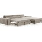 Canapé d'angle convertible en tissu velours Luxe beige, 5 places, angle droit (vu de face) - GRECE VELOURS