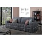 Canapé 3 places convertible et espace de rangement - Gris - en tissu de qualité luxe, LAZIO