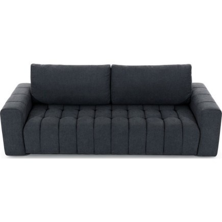 Canapé 3 places convertible et espace de rangement - Gris foncé - en tissu de qualité luxe, LAZIO