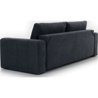 Canapé 3 places convertible et espace de rangement - Gris foncé - en tissu de qualité luxe, LAZIO