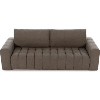 Canapé 3 places convertible et espace de rangement - Marron - en tissu de qualité luxe, LAZIO