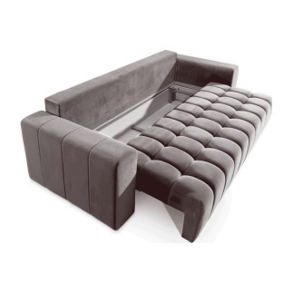 Canapé 3 places convertible et espace de rangement - Marron - en tissu de qualité luxe, LAZIO