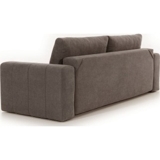 Canapé 3 places convertible et espace de rangement - Marron - en tissu de qualité luxe, LAZIO