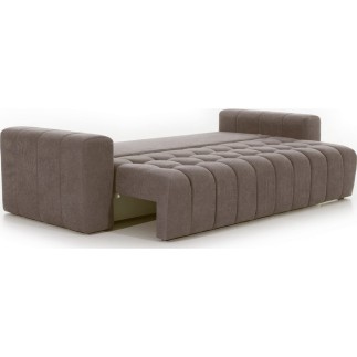 Canapé 3 places convertible et espace de rangement - Marron - en tissu de qualité luxe, LAZIO