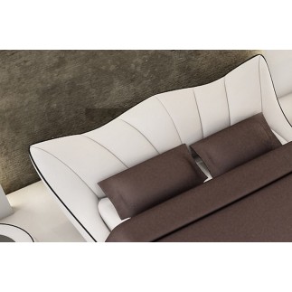 Lit en cuir italien de luxe LUXEN, blanc