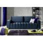 Canapé 3 places convertible et espace de rangement - bleu - en tissu velours de qualité luxe, LAZIO
