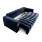 Canapé 3 places convertible et espace de rangement - bleu - en tissu velours de qualité luxe, LAZIO