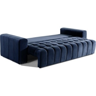 Canapé 3 places convertible et espace de rangement - bleu - en tissu velours de qualité luxe, LAZIO