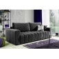 Canapé 3 places convertible et espace de rangement - Gris anthracite - en tissu velours de qualité luxe, LAZIO