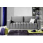 Canapé 3 places convertible et espace de rangement - Gris - en tissu velours de qualité luxe, LAZIO