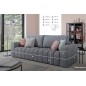 Canapé 3 places convertible et espace de rangement - Gris - en tissu velours de qualité luxe, LAZIO