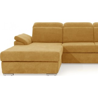 Canapé d'angle convertible en tissu Luxe, jaune moutarde, 5 places, angle gauche (vu de face) , TRESOR