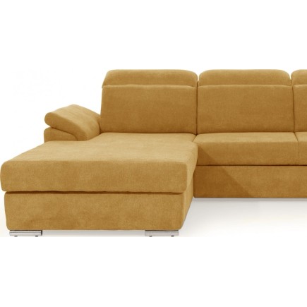 Canapé d'angle convertible en tissu Luxe, jaune moutarde, 5 places, angle gauche (vu de face) , TRESOR