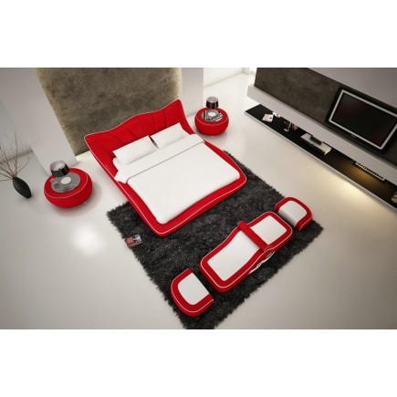 Lit en cuir italien de luxe LUXEN, rouge, 160x200