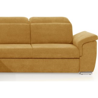 Canapé d'angle convertible en tissu Luxe, jaune moutarde, 5 places, angle gauche (vu de face) , TRESOR