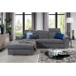 - Canapé d'angle convertible en tissu Luxe gris foncé, 5 places, angle gauche (vu de face) , TRESOR