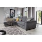 - Canapé d'angle convertible en tissu Luxe gris foncé, 5 places, angle gauche (vu de face) , TRESOR