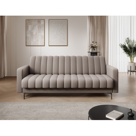 Canapé 3 places convertible velours luxe beige, coffre, RONSARD