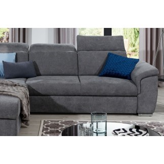 - Canapé d'angle convertible en tissu Luxe gris foncé, 5 places, angle gauche (vu de face) , TRESOR