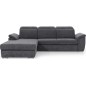 - Canapé d'angle convertible en tissu Luxe gris foncé, 5 places, angle gauche (vu de face) , TRESOR