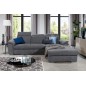 Canapé d'angle convertible en tissu Luxe gris foncé, 5 places, angle droit (vu de face) - TRESOR