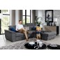Canapé d'angle convertible en tissu Luxe gris foncé, 5 places, angle droit (vu de face) - TRESOR