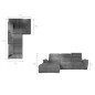 Canapé d'angle convertible en tissu Luxe gris foncé, 5 places, angle droit (vu de face) - TRESOR