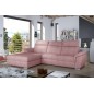 - Canapé d'angle convertible en tissu Luxe, rose, 5 places, angle gauche (vu de face) , TRESOR