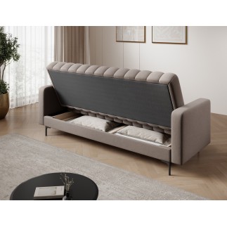 Canapé 3 places convertible velours luxe beige