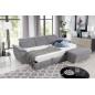 Canapé d'angle convertible en tissu Luxe, gris, 5 places, angle droit (vu de face) , TRESOR