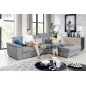 Canapé d'angle convertible en tissu Luxe, gris, 5 places, angle droit (vu de face) , TRESOR