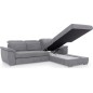 Canapé d'angle convertible en tissu Luxe, gris, 5 places, angle droit (vu de face) , TRESOR