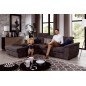 Canapé d'angle convertible en tissu Luxe, marron, 5 places, angle gauche (vu de face) , TRESOR