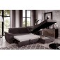 Canapé d'angle convertible en tissu Luxe, marron, 5 places, angle droit (vu de face) , TRESOR