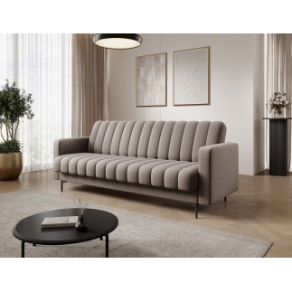 Canapé 3 places convertible velours luxe beige
