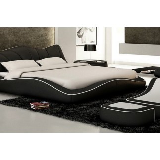 Lit en cuir italien de luxe LUXEN, noir