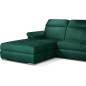 Canapé d'angle convertible en tissu velours Prestige, vert, 5 places, angle gauche (vu de face) - TRESOR