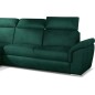 Canapé d'angle convertible en tissu velours Prestige, vert, 5 places, angle gauche (vu de face) - TRESOR